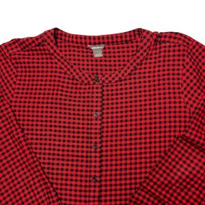 Eddie Bauer Rustic Checkered Cotton Cabincore Cozy Comfy Henley Holiday Casual
